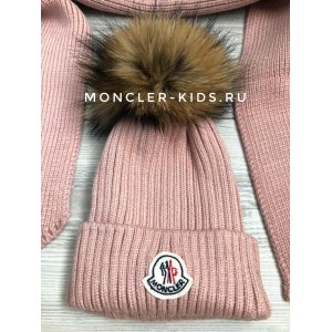 Детская шапка + шарф Монклер розовый