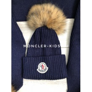 Детская шапка + шарф Монклер синий