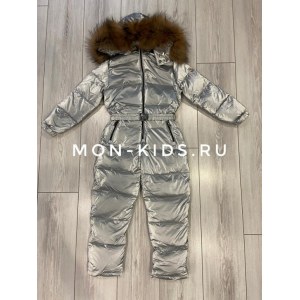 Слитный комбинезон Moncler серебристый жемчуг