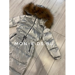 Слитный комбинезон Moncler серебристый жемчуг